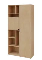 KSR6-83 P skříň šatní, 1x výsuvné ramínko, dvířka, niky, 2053x1022x400 mm, provedení pravé, bříza sv